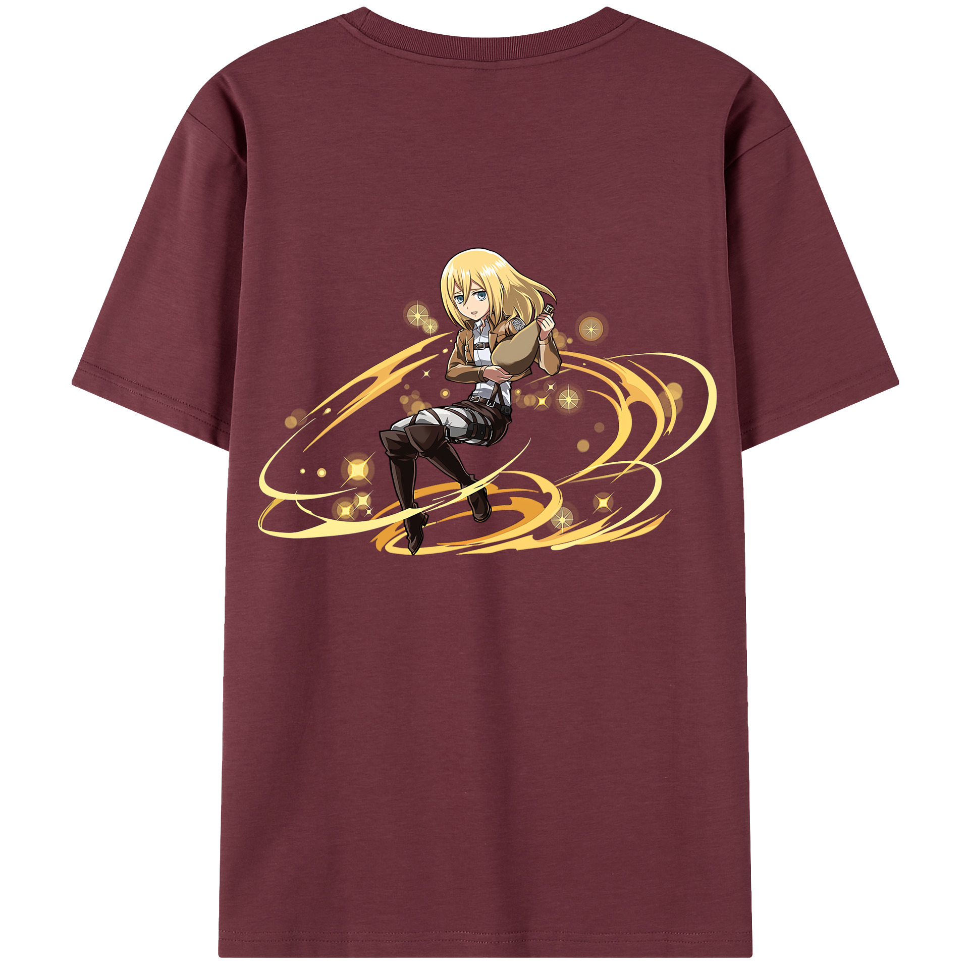 （画像用） 進撃の巨人 クリスタ·レンズ Attack on Titan Christa Lenz 綿100％半袖Tシャツ（背面プリント）